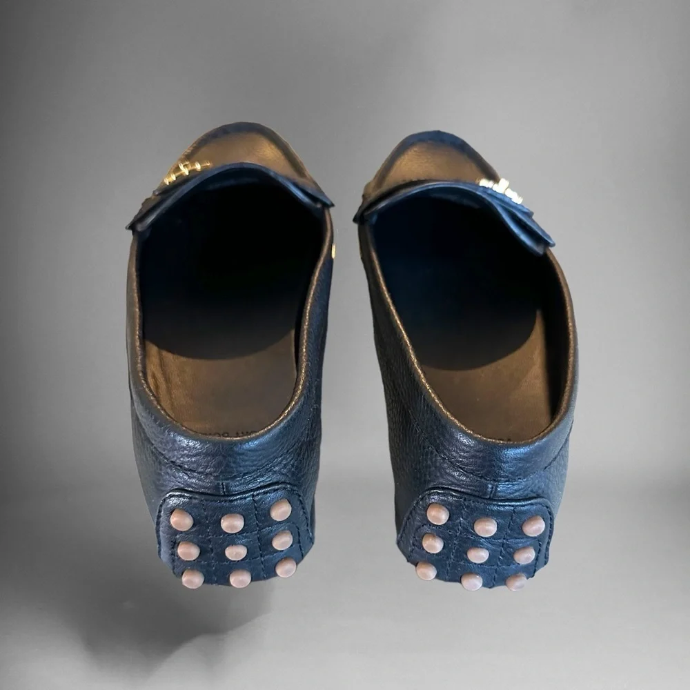 Tory Burch Loafers Size 6M Black Leather Slip Driving Shoes.